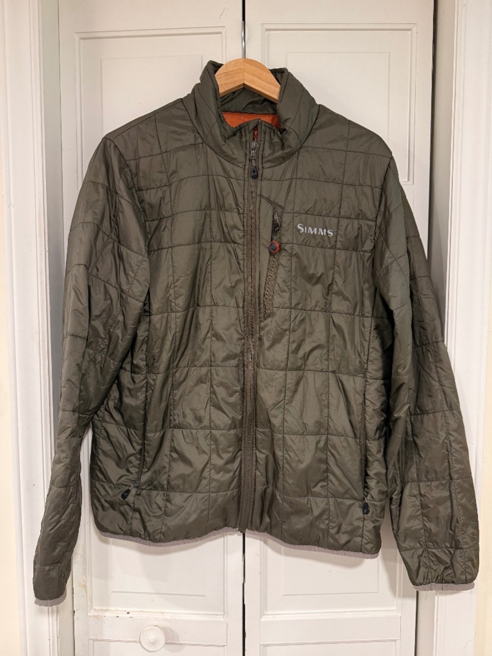 Simms Men’s Medium Insulated Quilted Fishing Jacket Olive Green